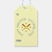 Birthday softball aangepaste tekstcrème blauw cadeaulabel (Voorkant)