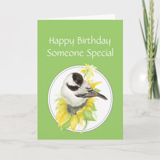 Birthday Someone Special Chickadee Sunflower Bird Kaart (Voorkant)