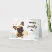  Birthday Son Cute French Bulldog Dog Pet Card Kaart (Voorkant)