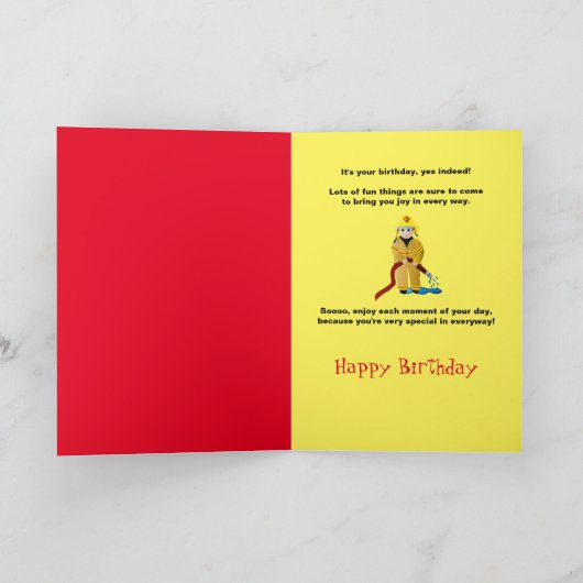 Birthday Son Firefighter with Water Hose Card Kaart (Binnen)