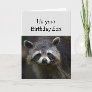 Birthday Son Fun Age Humor Sad Raccoon Humor Card Kaart