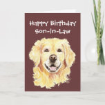 Birthday Son-in-law Golden Retriever Dog Kaart<br><div class="desc">Zoon-in-Law Birthday Card to Customize,  Waterverf Golden Retriever Dog,  pet</div>