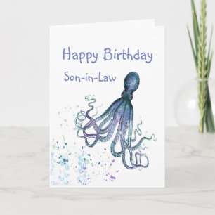 Birthday Son-in-law Octopus kon je 8 keer bedwinge Kaart