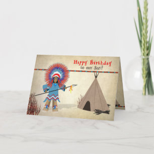 Birthday Son- Native Indian with tepee - Fun Card Kaart