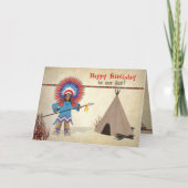 Birthday Son- Native Indian with tepee - Fun Card Kaart (Voorkant)