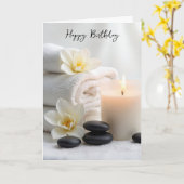 Birthday Spa Towels With Magnolia Blossoms Kaart (Gele Bloem)