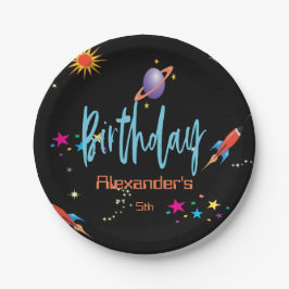 Birthday Space Rocket Boys Papieren Bordje