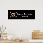 Birthday spandoek met afbeelding schedel en botten poster (Keuken)