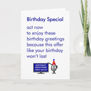 Birthday Special - een grappig verjaardagsgedicht Kaart