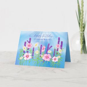 Birthday Special Lady Delicate Flower Garden Blue Kaart