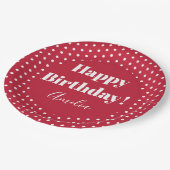 Birthday Specialized Happy Birthday Red Polka Dot Papieren Bordje (Gekanteld)