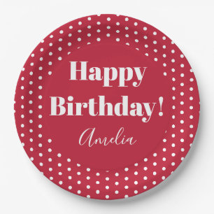 Birthday Specialized Happy Birthday Red Polka Dot Papieren Bordje