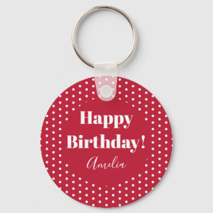 Birthday Specialized Happy Birthday Red Polka Dot Sleutelhanger