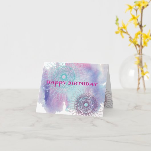 Birthday Spirals Kaart (Gele Bloem)