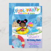 Birthday Splash Invitation Kaart (Voorkant / Achterkant)