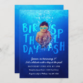 "Birthday Splash" Pool Party-uitnodigingen Kaart (Voorkant / Achterkant)