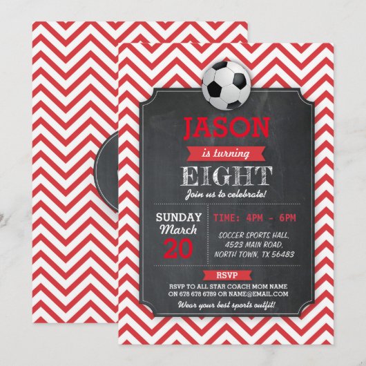 Birthday Sport Red Football Kaart (Voorkant / Achterkant)