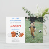 Birthday Sportuitnodigingen met foto Kaart (Staand voorkant)