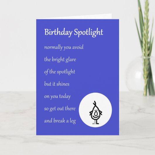 Birthday Spotlight - een grappig verjaardagsgedich Kaart (Voorkant)