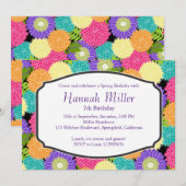 Birthday Spring Blooms Party Chic Kaart (Voorkant / Achterkant)