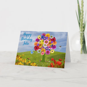 Birthday Spring Summer Flowers Cute Kaart