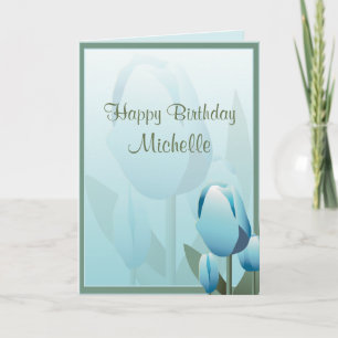 Birthday Spring Tulips Aqua Happy Birthday Card Kaart