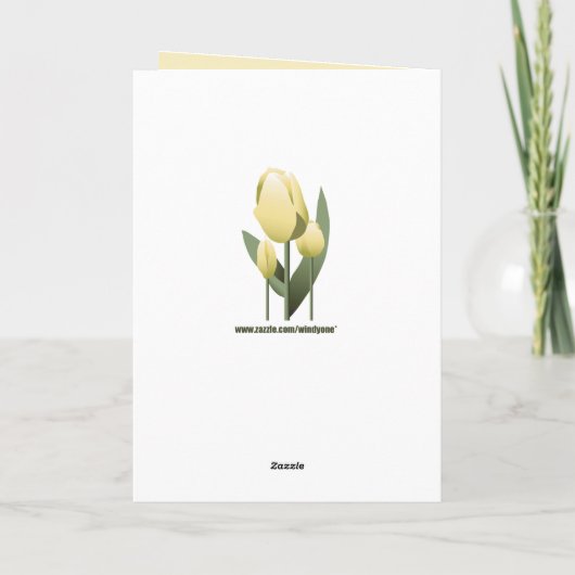 Birthday Spring Tulips Yellow Happy Birthday Card Kaart (Achterkant)