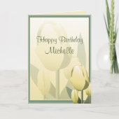 Birthday Spring Tulips Yellow Happy Birthday Card Kaart (Voorkant)