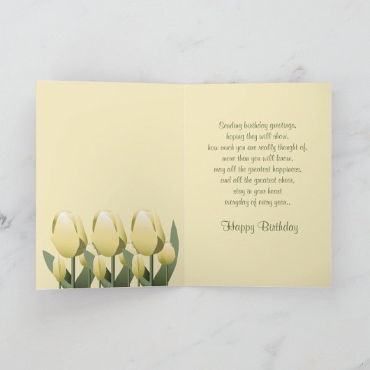 Birthday Spring Tulips Yellow Happy Birthday Card Kaart (Binnen)