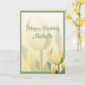 Birthday Spring Tulips Yellow Happy Birthday Card Kaart (Gele Bloem)