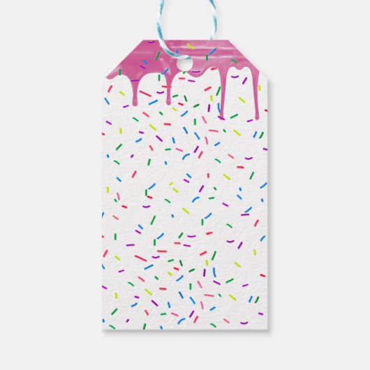 Birthday Sprinkles op roze ijsvorming Cadeaulabel (Achterkant)