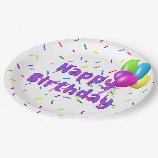 Birthday Sprinkles with Balloons Papieren Bordje (Gekanteld)