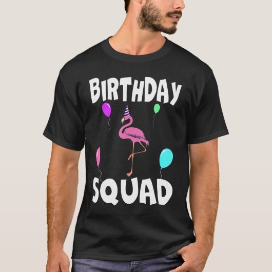 Birthday Squad Cute Flamingo Bday Team Mannen Vrou T-shirt (Voorkant)