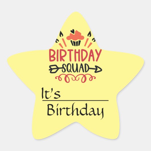 Birthday Squad Planner Ster Sticker (Voorkant)