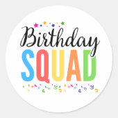 BIRTHDAY SQUAD RONDE STICKER (Voorkant)