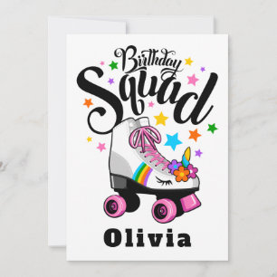 Birthday squad, unicorn, roller schaats kaart