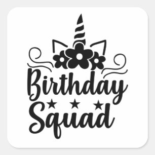 Birthday squad vierkante sticker