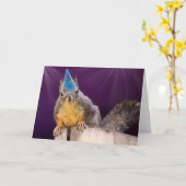 Birthday Squirrel Foto Kaart (Gele Bloem)