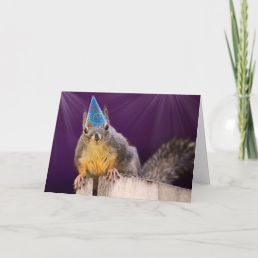 Birthday Squirrel Foto Kaart (Voorkant)