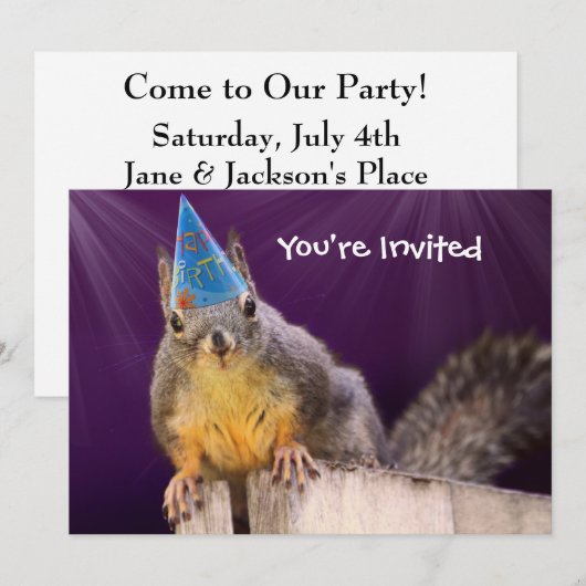 Birthday Squirrel Foto Kaart (Voorkant / Achterkant)