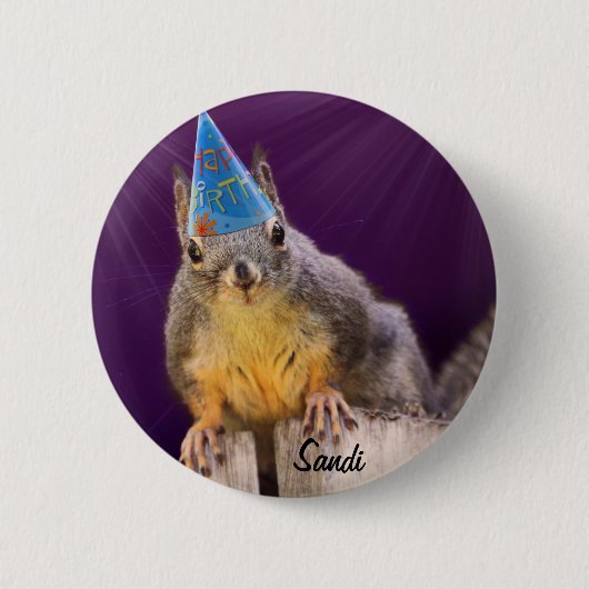 Birthday Squirrel Foto Ronde Button 5,7 Cm (Voorkant)
