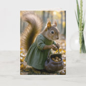 Birthday Squirrel Gathering Nuts In Her Purse Kaart (Voorkant)