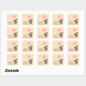 Birthday Squirrel Holding ballon Vierkante Sticker (Vel)