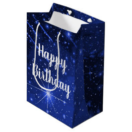 Birthday Star Galaxy on Blue Medium Cadeauzakje