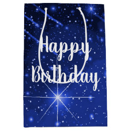 Birthday Star Galaxy on Blue Medium Cadeauzakje