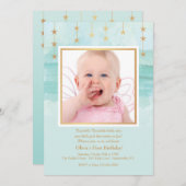 Birthday Star Photo Uitnodiging (Voorkant / Achterkant)