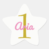 Birthday Star Sticker Pink Gold White (Voorkant)