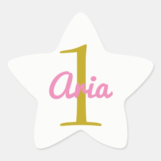 Birthday Star Sticker Pink Gold White (Voorkant)