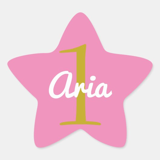 Birthday Star Sticker Pink Gold White (Voorkant)