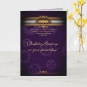 Birthday Steampunk, cogs, tandwielen en koninklijk Kaart (Gele Bloem)